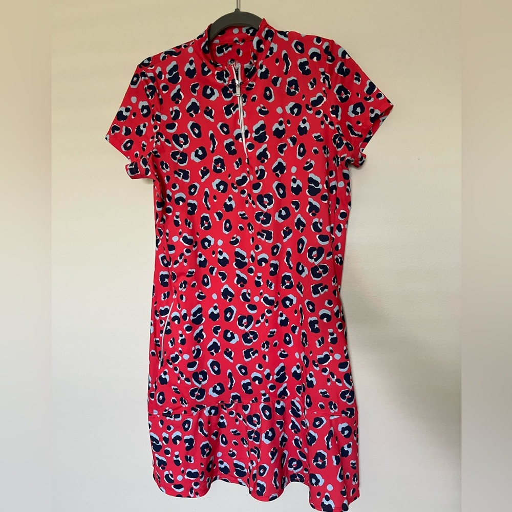 TAIL Red Leopard Print Golf Dress M